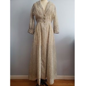 Vintage By Peer Lace Print Organza Peignoir Negligee Robe Small See Measurements